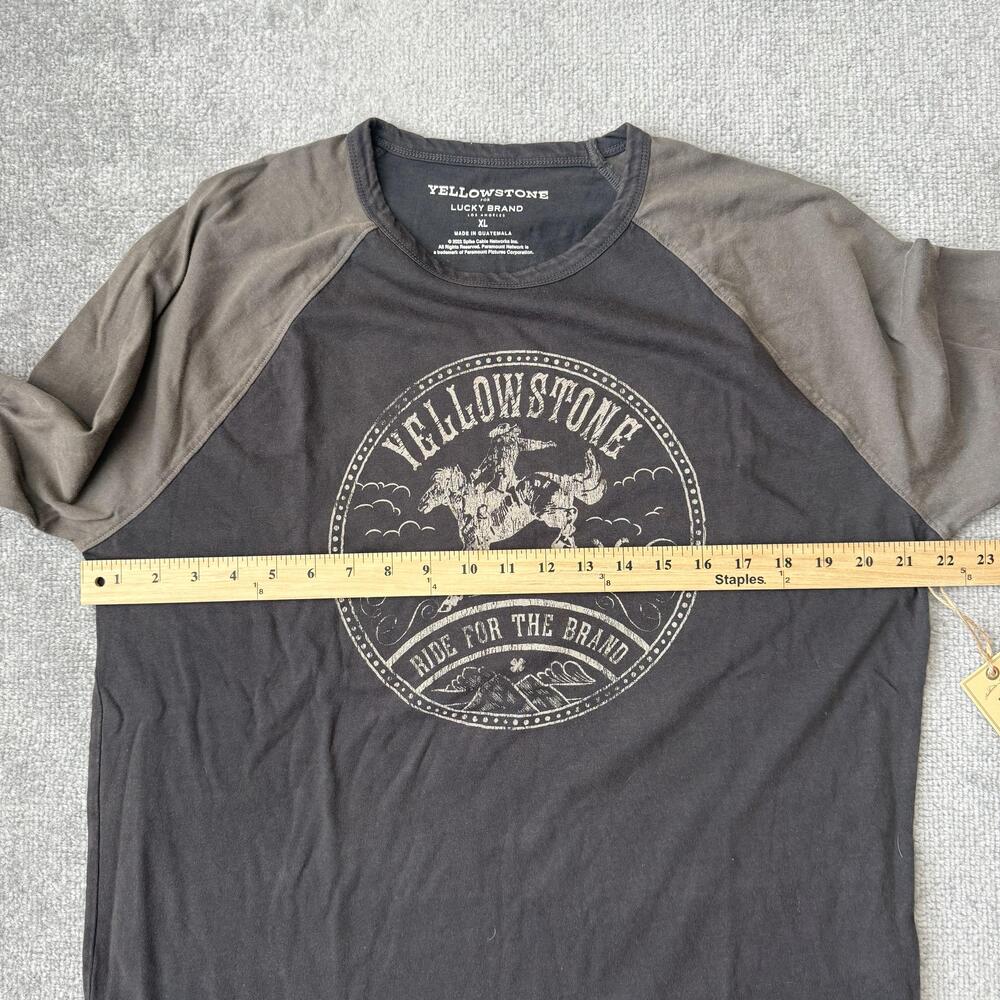 Lucky Brand Shirt Mens XL Gray Yellowstone Ride For The Brand Graphic Tee - Picture 7 of 9